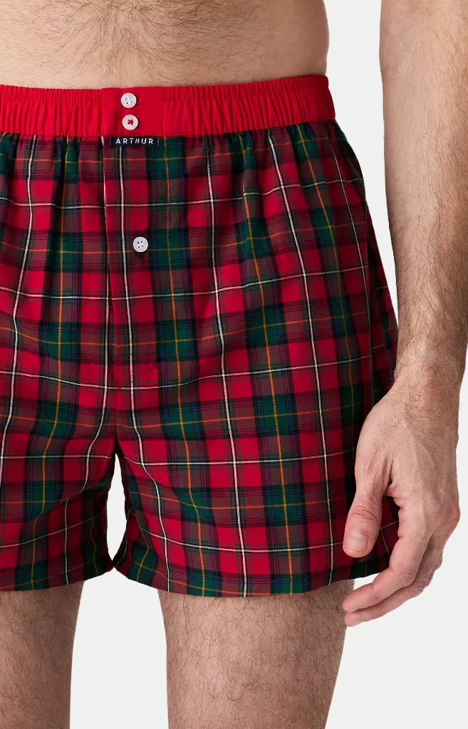 Caleçon américain homme avec maintien 100% coton bio ARTHUR "Le Club" CSP - Rouge 1177H25