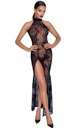 Robe longue en tulle avec fente NOIR HANDMADE F239