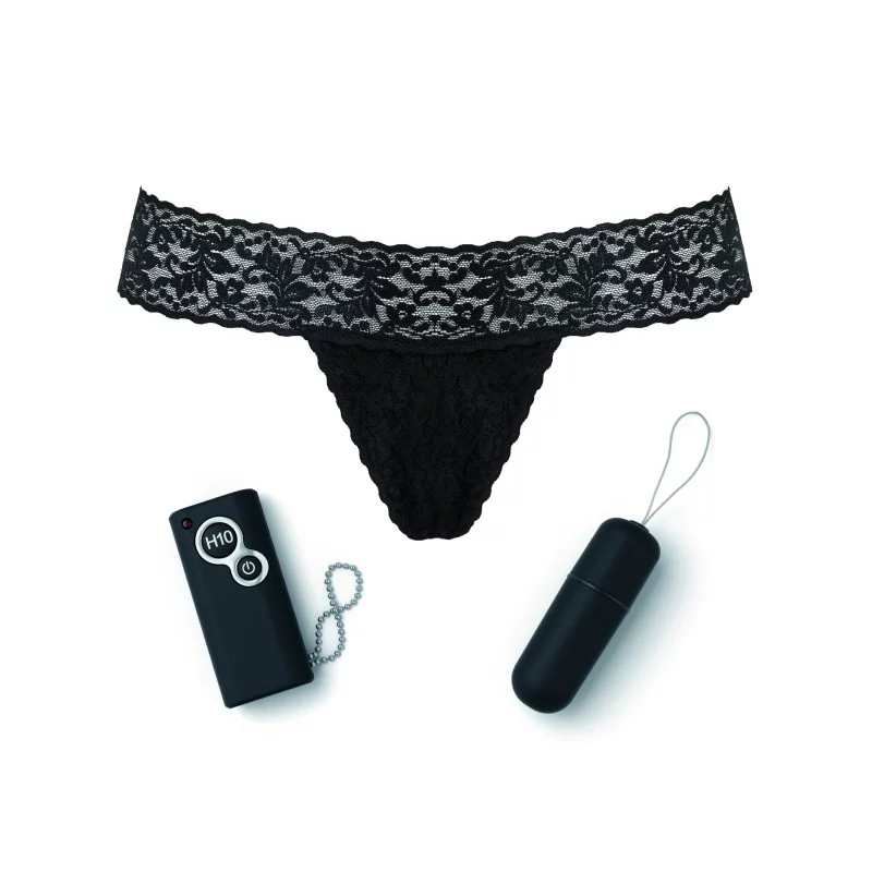Bullet vibrant télécommandé & string fendu LOVE TO LOVE "Secret Panty" - Black Onix