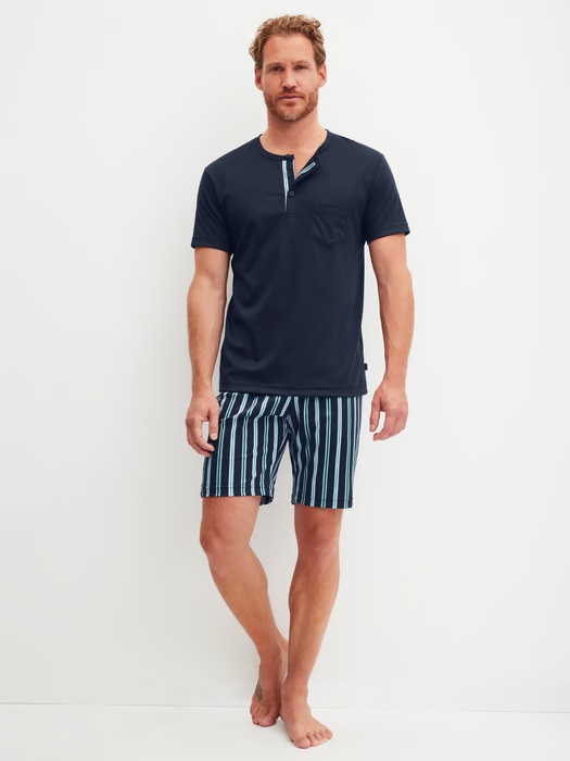 Pyjama homme court 100% coton CALIDA "Relax Choise" 41967 - Saphir Blue 480 (S)