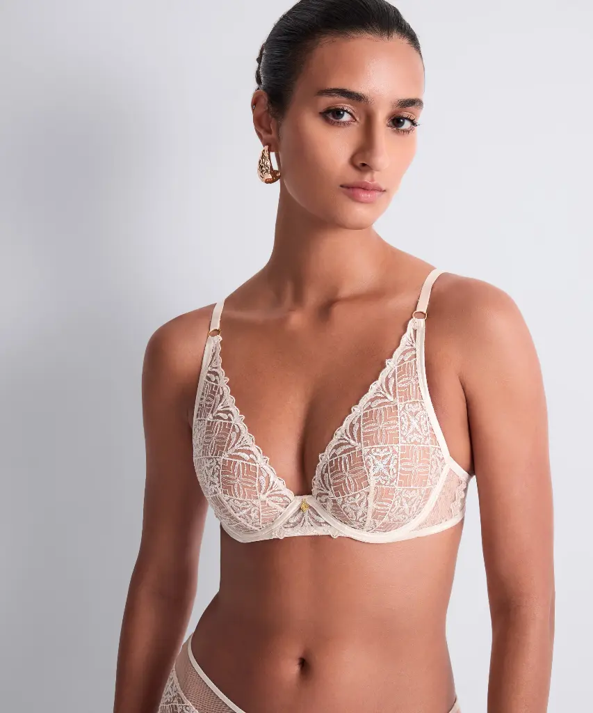 Soutien-gorge avec armatures triangle plongeant AUBADE "Iconic Calypso" 6CF12 - Dune DUNN