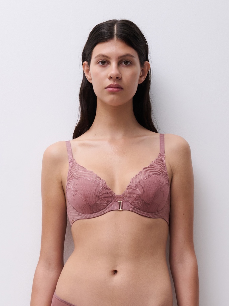 Soutien-gorge avec armatures et coques plogeant CHANTELLE "Legend" C15YNA - Bois de Rose 0R4
