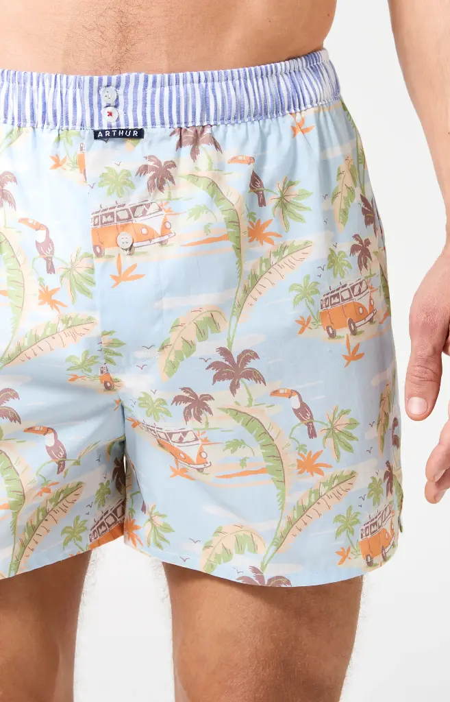 Caleçon américain homme avec maintien 100% coton bio ARTHUR "Le Club" CSP -  Multicolore 1226E26