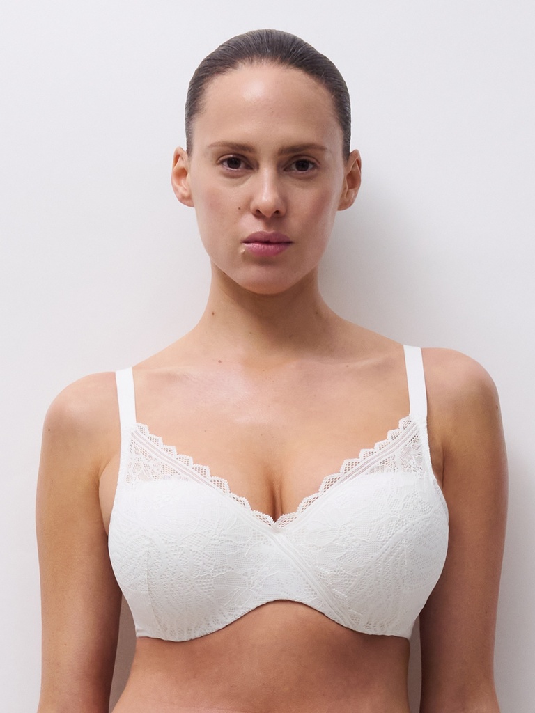 Soutien-gorge avec coques memory form enveloppant CHANTELLE EASY FEEL "Floral Touch" C94260 - Milk 0LW (85, B)