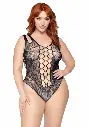 Body transparent résille - Plus Size - LEG AVENUE 81641X - Noir 001