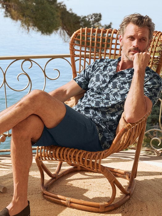 Pyjama short homme boutonné 100% coton CALIDA "Relax Imprint 2" 47488 - Dark Sapphire 479 (S)