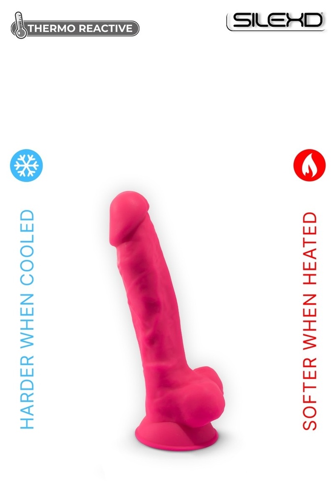 Godemichet réaliste ventouse avec testicules SILEXD "Thermo Réactive Modèle 1" SD220215NB - Rose 17,75cm x 3,8cm