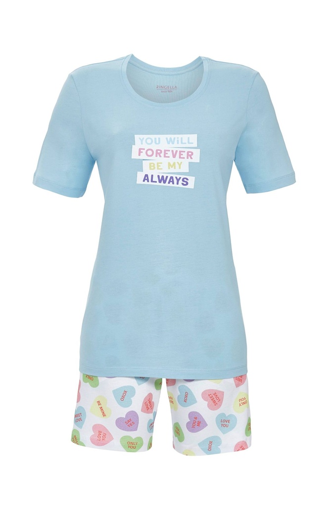 Pyjama short dame RINGELLA "Coeur Doux" 6211320 - Bleu 231 (38)