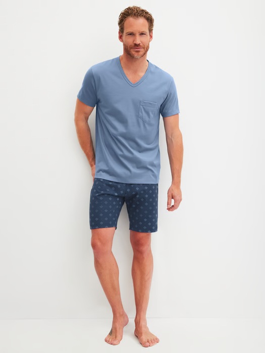 Pyjama short homme 100% coton CALIDA "Relax Imprint" 47187 - Coronet Blue 469