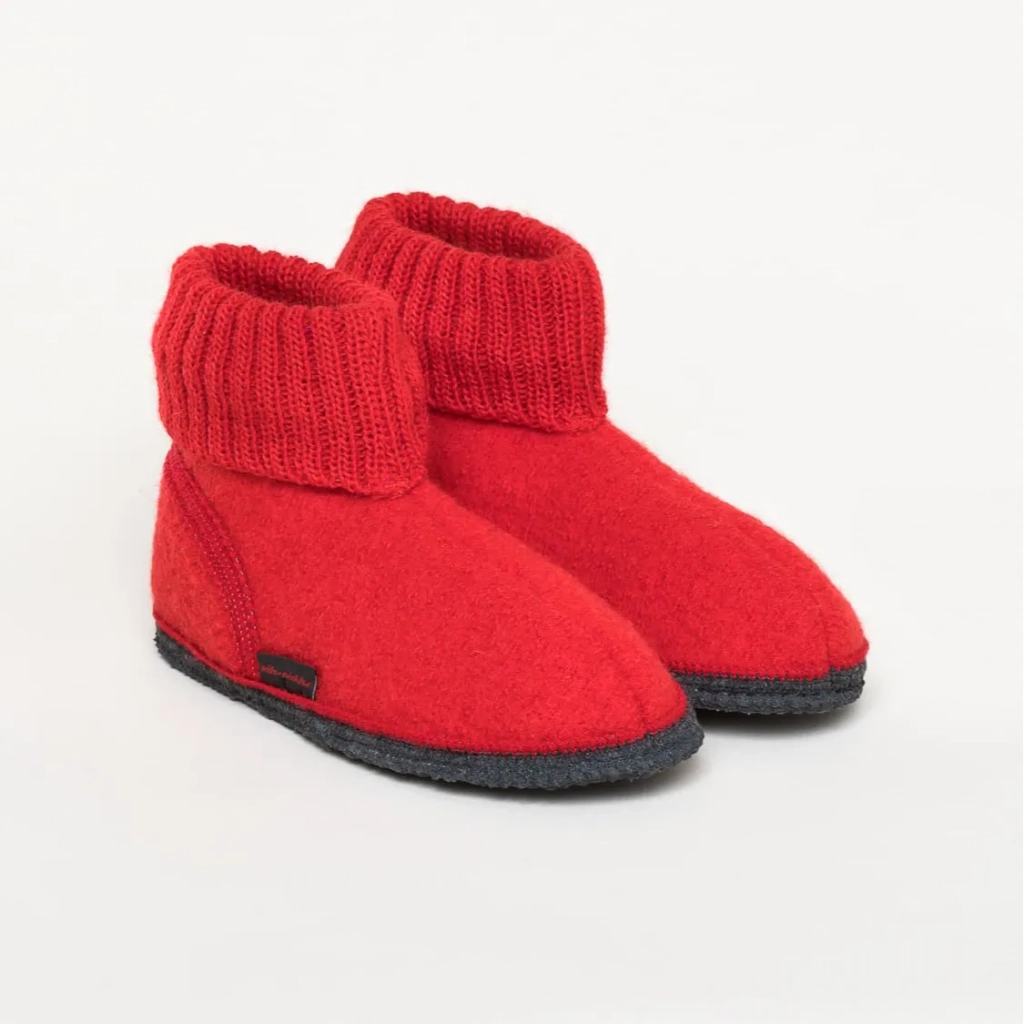 Pantoufles en 100% laine mouton semelle anti-antidérapante GOTTSTEIN "Ötz" 134 - Rubis 2826