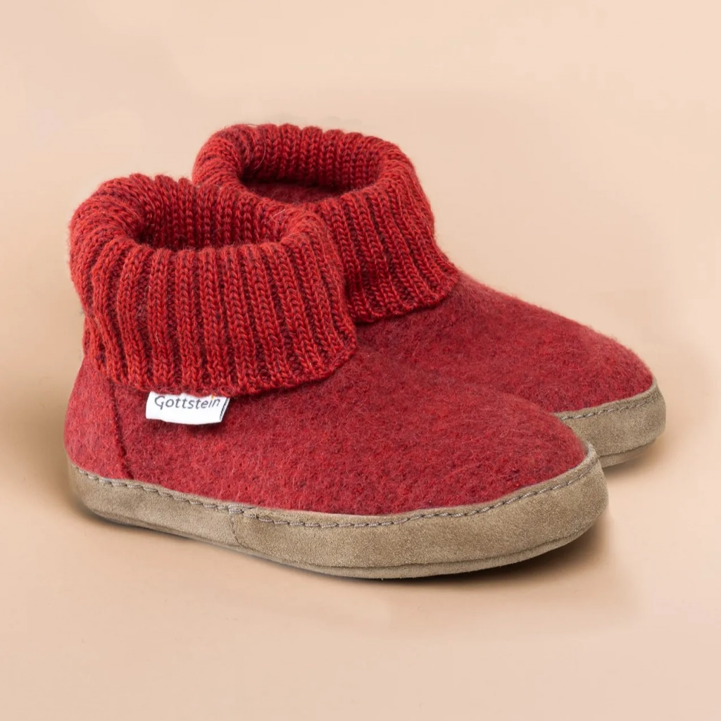 Pantoufles en laine mouton GOTTSTEIN "Ötz" 405 - Rouge Mel. 1353