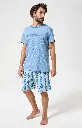 Pyjama short homme 100% coton bio ARTHUR "Pacifique" PAU - Bleu WALEE26