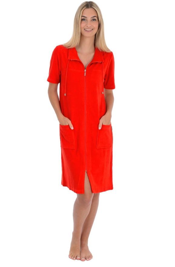 Peignoir dame éponge à tirette WEWO 033 - Orange Sanguine