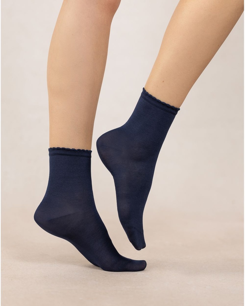 Chaussettes Dame BLEU FORET "Fil d'Ecosse Croquet" FBU6401 - Marine AD7