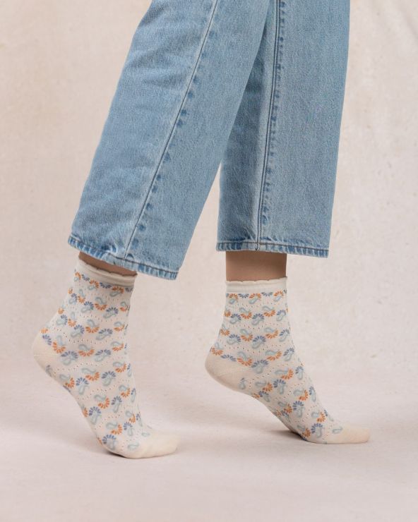 Chaussettes Dame BLEU FORET "All Over" FBU6603 - Ecru M2B