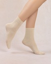 Chaussettes courtes dame 36/40 BLEU FORET "Satinées Alvéoles" FBU6608 - Champagne HC1