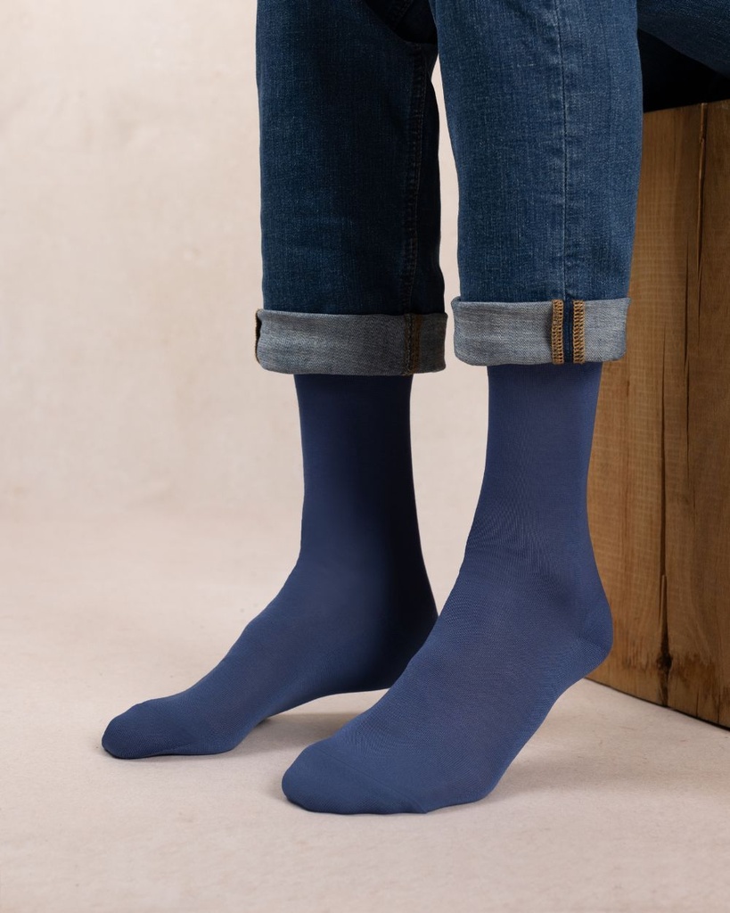 Chaussettes Homme Fines BLEU FORET "Fil d'Ecosse 100%" HFM2719 - Bleu LF1 (40/42)