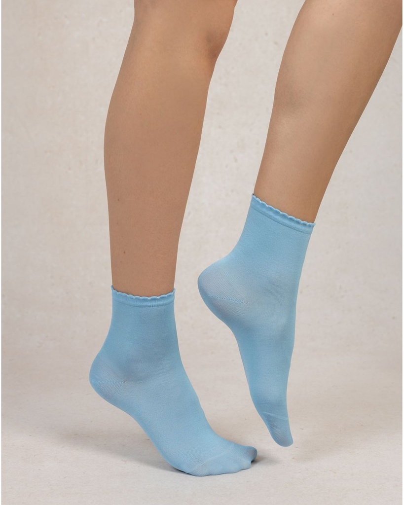 Chaussettes Dame BLEU FORET "Fil d'Ecosse Croquet" FBU6401 - Bleu Clair NI9 (36/38)
