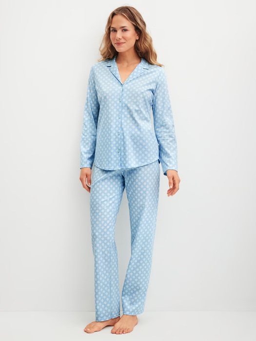 Pyjama long dame CALIDA "Lovely Nights" 46954 - Cascade Blue 545 (XS)