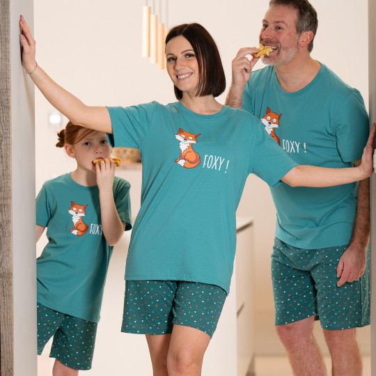 Pyjama adulte court JUSQU'AU LEVER DU JOUR "Foxy" 26EPFOC - Vert 