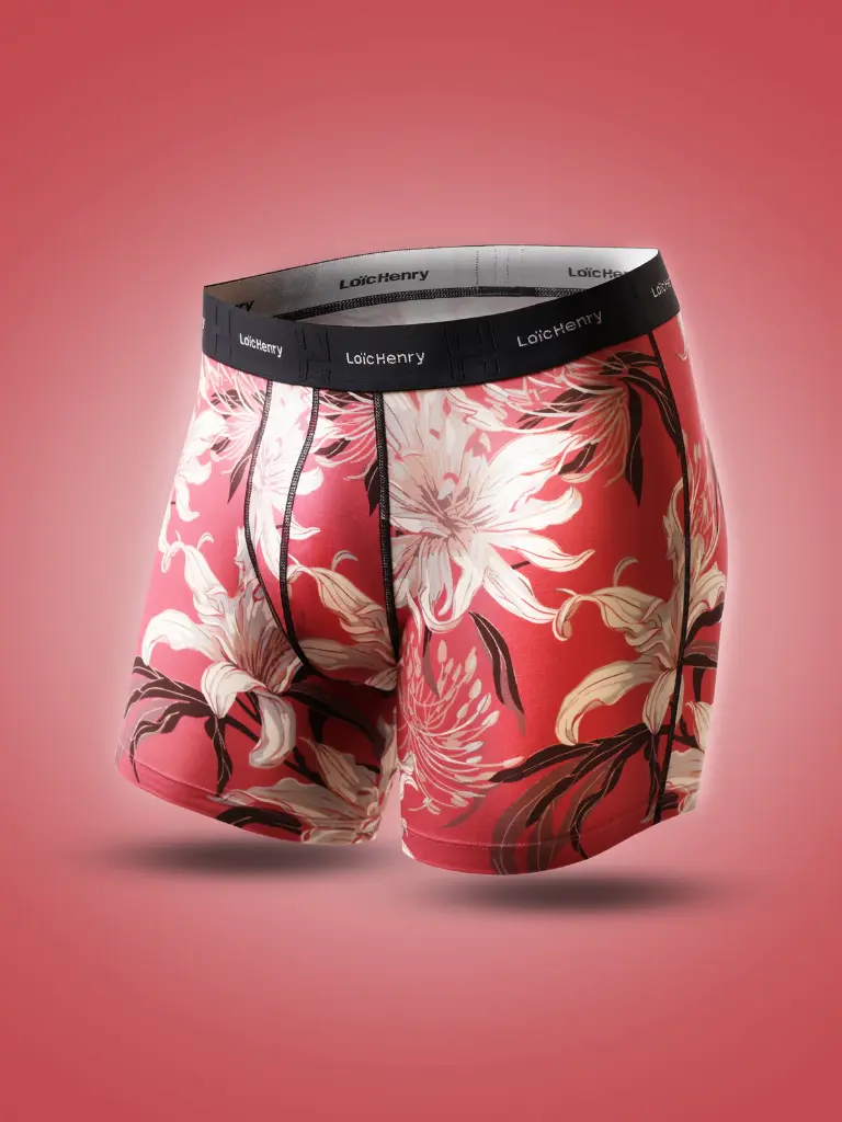 Boxer homme coton/tencel avec maintien intérieur LOIC HENRY "Graphic" KBB300M - Red Lys