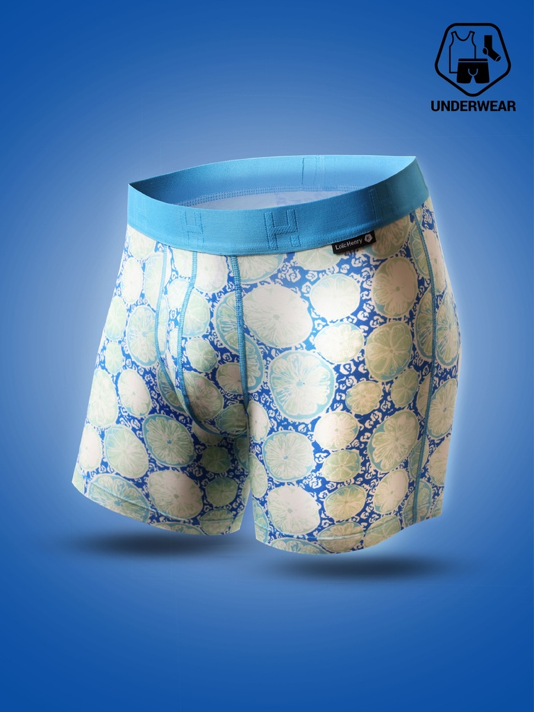 Boxer homme coton/tencel avec maintien intérieur LOIC HENRY "Graphic" KBB300P - Blue Lime