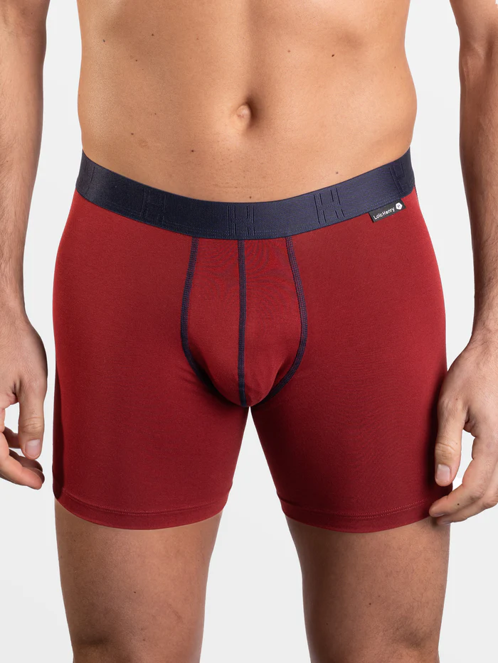 Boxer homme coton avec maintien intérieur LOIC HENRY "Every-D" KBD001W - Bordeaux (L)