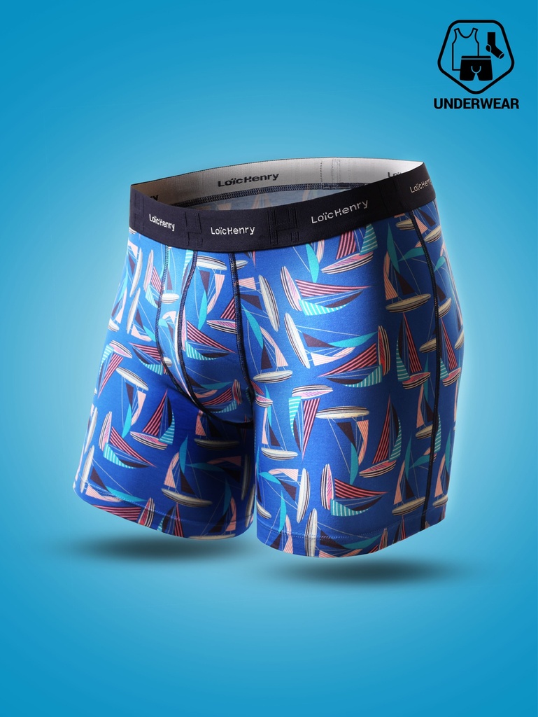 Boxer homme coton avec maintien intérieur LOIC HENRY "Every-D" KBD011L - Sailing