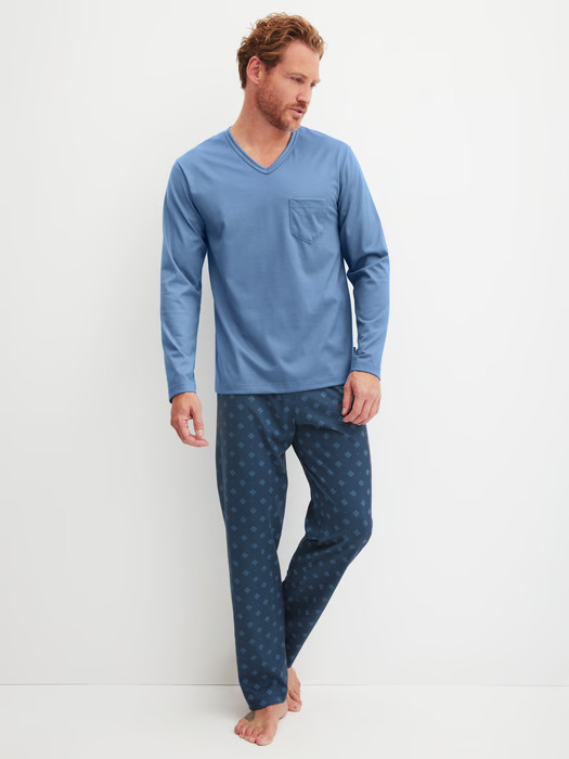 Pyjama long homme 100% coton CALIDA "Relax Imprint" 47487 - Coronet 469 (M)
