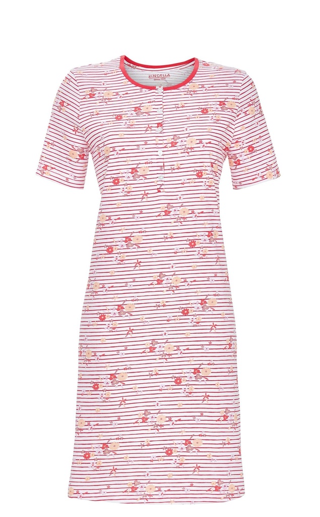 Chemise de nuit avec patte de boutonnage 100% coton RINGELLA "Facteur de bien-être" 6211042 - Campari 330