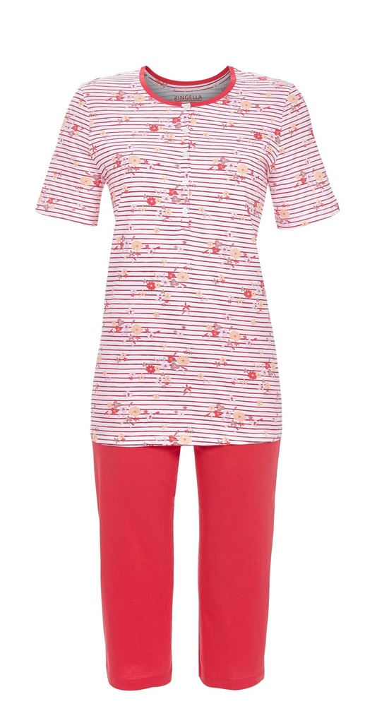 Pyjama dame 3/4 100% coton RINGELLA "Facteur de bien-être" 6211242 - Campari 330