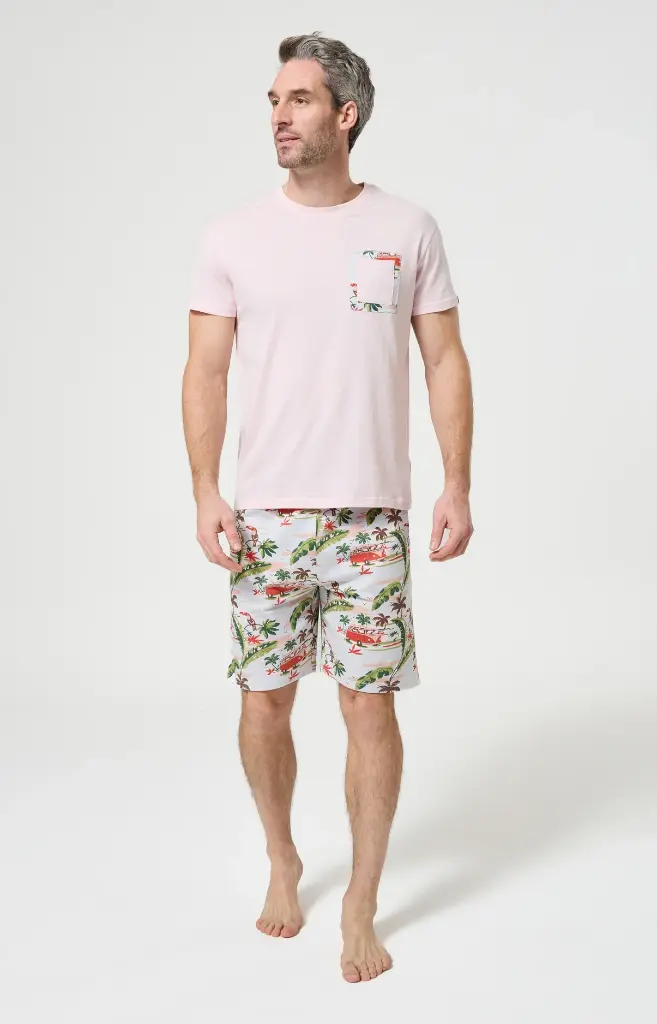 Pyjama short homme 100% coton bio ARTHUR "Van Life" PAU - Multicolore VANNE26