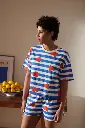 Pyjama short coton bio WE ARE JOLIES "Marinière Coeurs"
