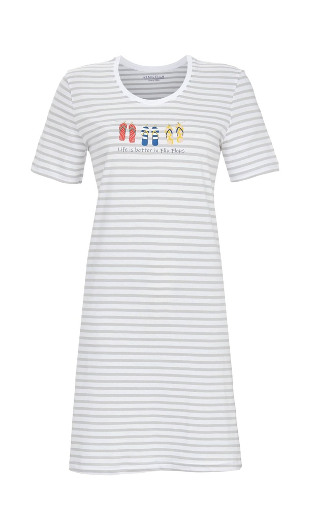 Chemise de nuit 100% coton RINGELLA "La vie est plus belle en tongs" 6211044 - Nuage d'Argent 946