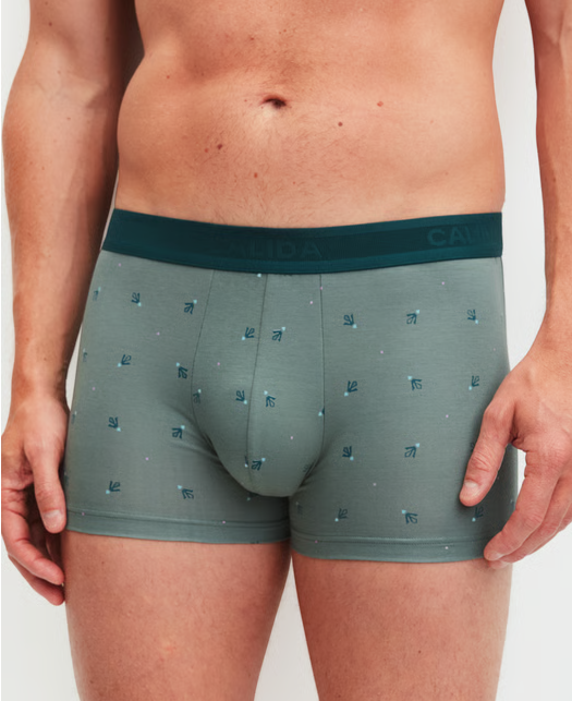 Boxer homme fantaisie 90% coton CALIDA "Grafic Cotton" 26180 - Laurel Green 618 (S)