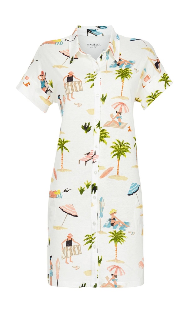 Chemise de nuit avec patte de boutonnage 50% coton 50% modal RINGELLA "L'Ambiance des Vacances" 6211063 - Coloré 980