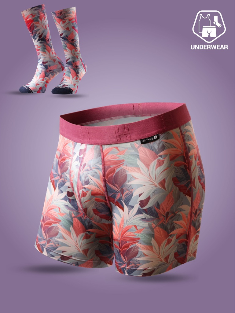 Boxer homme fantaisie microfibre avec maintien intérieur LOIC HENRY "Identity" KBI121X - Romantic