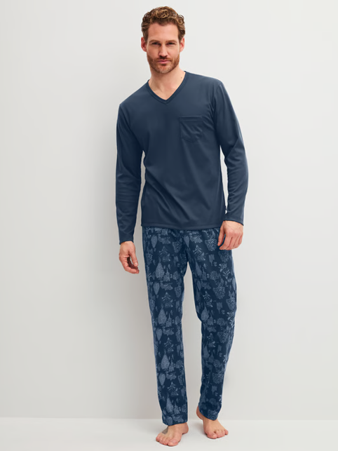 Pyjama long homme 100% coton CALIDA "Relax Streamline" 46287 - Night Shadow 359