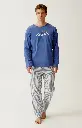 Pyjama long homme 100% coton flanelle ARTHUR "A'Bear Road" BOS - Bleu ROADH26