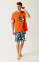 Pyjama short homme 100% coton bio ARTHUR "Pilote de Lit" PAU - Marine PILOH26