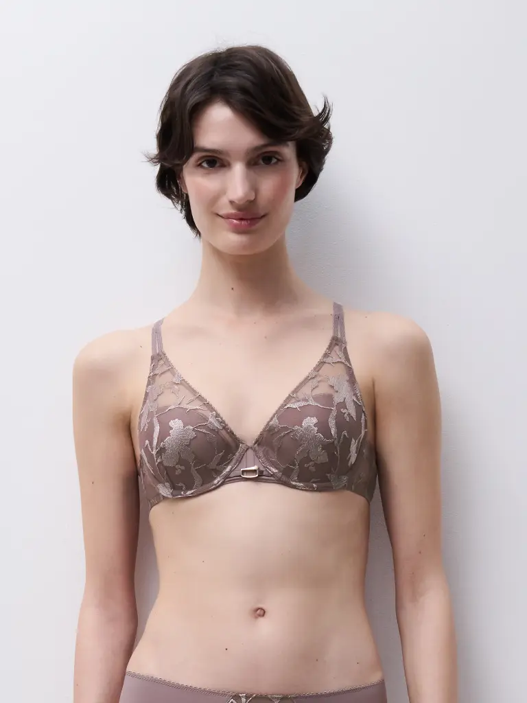 Soutien-gorge avec armatures spacer plongeant CHANTELLE "Idyll" C18UND - Muscade 0KB
