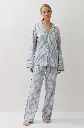 Pyjama dame long boutonné ARUELLE "Daria" - Light Blue