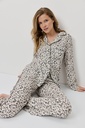 Pyjama dame long boutonné ARUELLE "Asha" - Beige