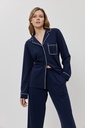 Pyjama dame long boutonné ARUELLE "Lunie" - Deep Blue