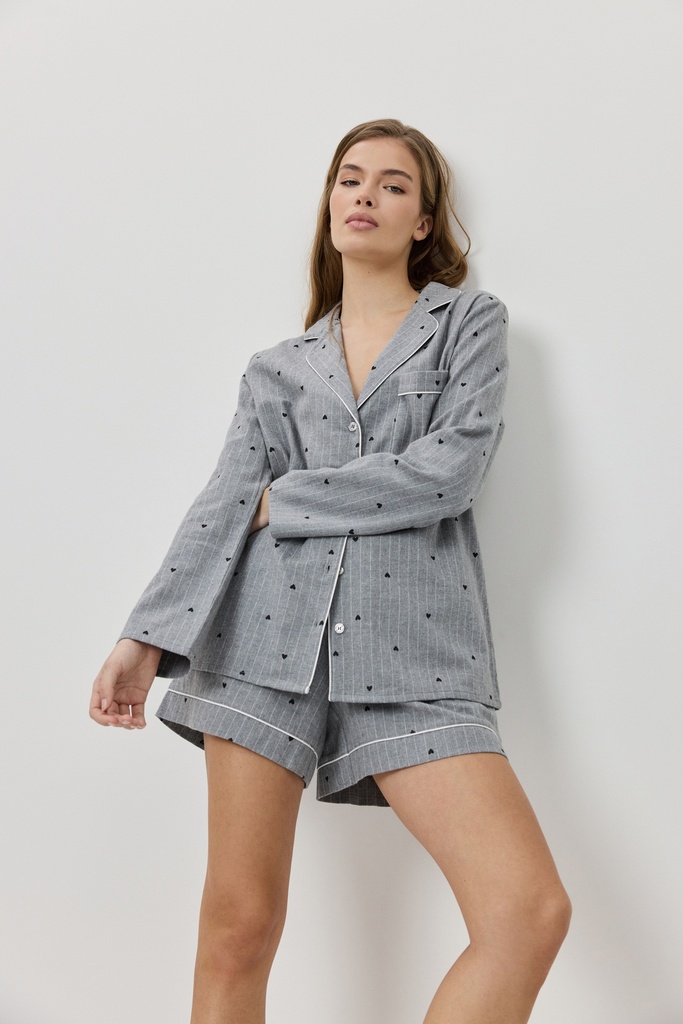 Pyjama short dame boutonné ARUELLE "Harriet" - Grey