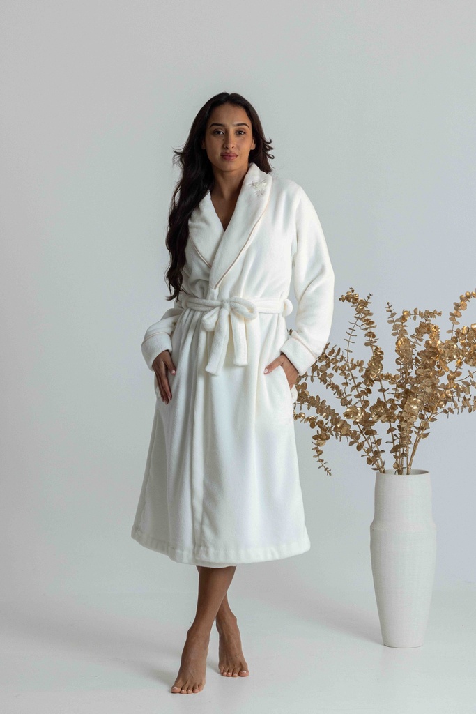 Peignoir long et doux dame MIRA 9141MW - Ecru 09