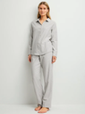 Pyjama dame long boutonné 100% coton CALIDA "Flannel Dreams" 46856 - Pearl Blue 542