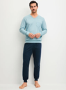 Pyjama long homme avec bords resserés 100% coton CALIDA "Relax Imprint" 47687 - Tourmaline blue 547
