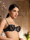 Soutien-gorge avec armatures corbeille LISE CHARMEL "Cuir Sexy Couture" ACM3005 - Noir Argent 8163