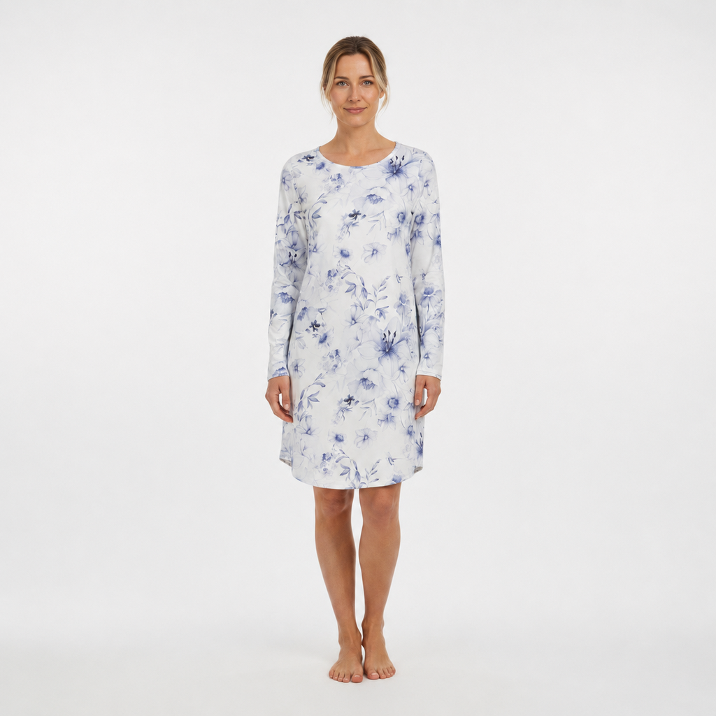 Chemise de nuit dame 100% coton RINGELLA "Motifs Floraux" 6511042 - Perlweiss 119